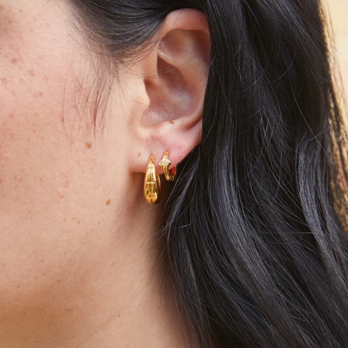 Gold Luna Star Huggie Hoops