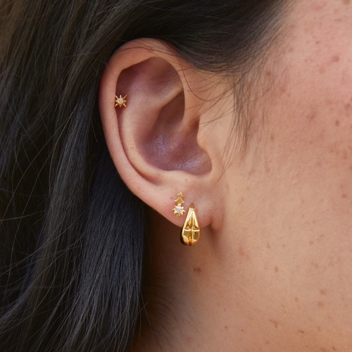 Gold Luna Chubby Star Huggie Earrings