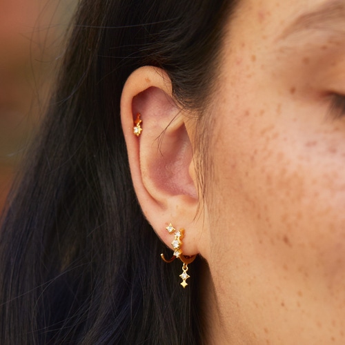 Gold Luna Thread Through Hoop Earrings