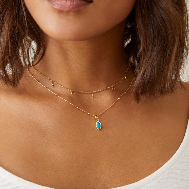 Gold December Turquoise Birthstone Pendant Necklace | Astley Clarke
