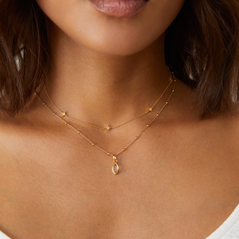 Gold April White Topaz Birthstone Pendant Necklace | Astley Clarke