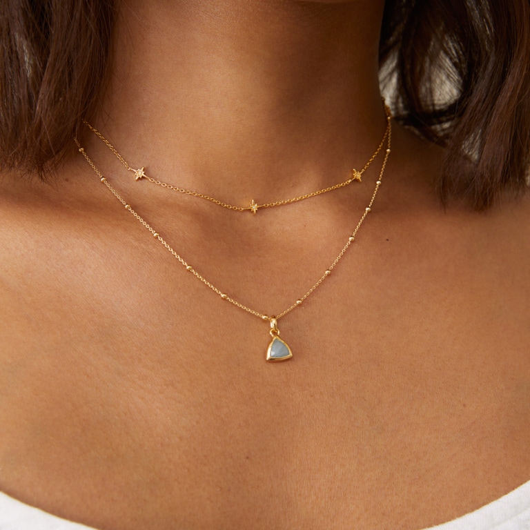 Gold March Aquamarine Birthstone Pendant Necklace | Astley Clarke