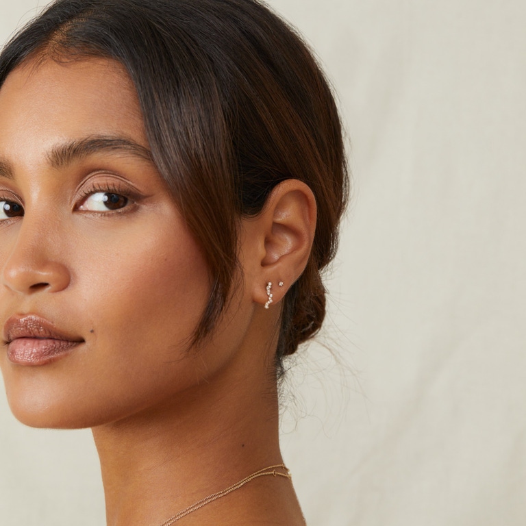 Solid Gold Asteri Lab Grown Diamond Bar Drop Earrings | Astley Clarke