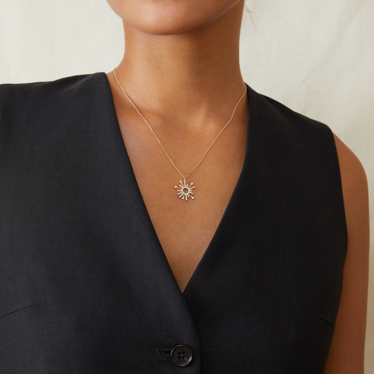 Solid Gold Nova Lab Grown Diamond Drop Pendant Necklace | Necklace
