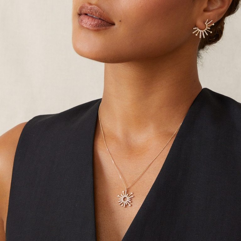 Solid Gold Nova Lab Grown Diamond Drop Pendant Necklace | Necklace