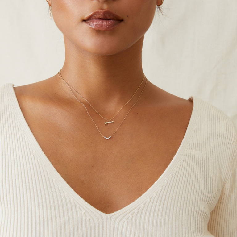 Solid Gold Lab Grown Diamond Interstellar V Necklace | Astley Clarke