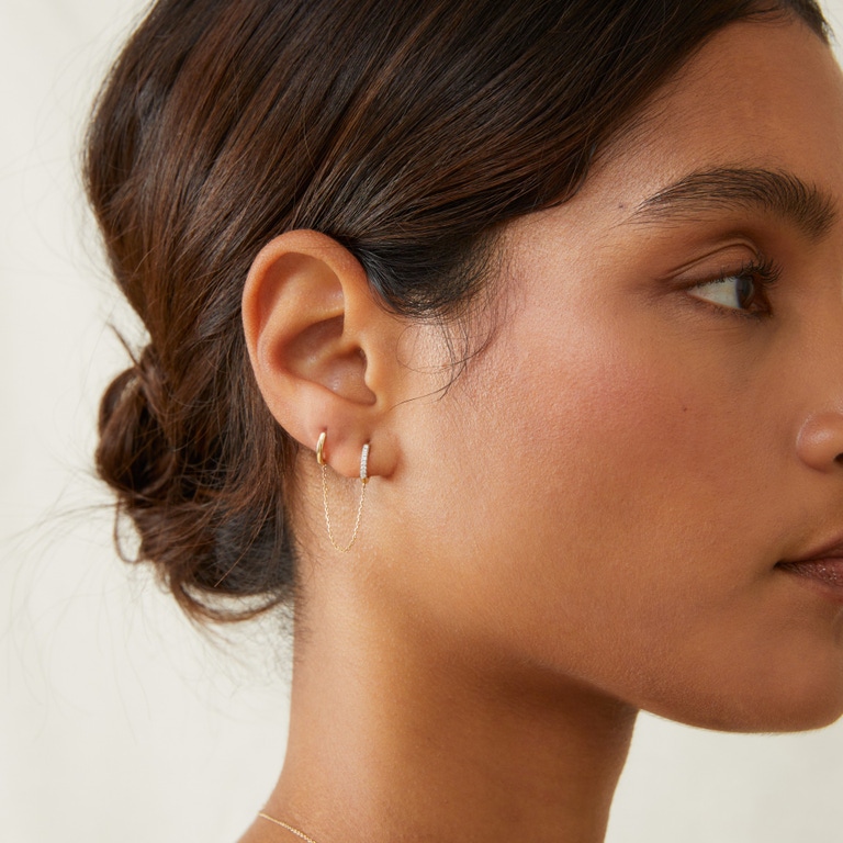 Solid White Gold Diamond Chain Hoop Earring | Astley Clarke