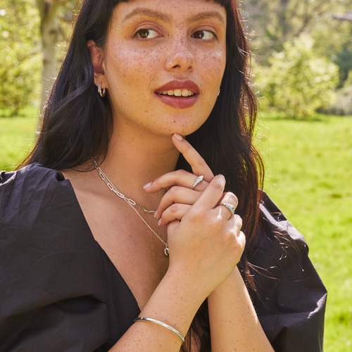 Silver Aurora Oval Hoop Earrings