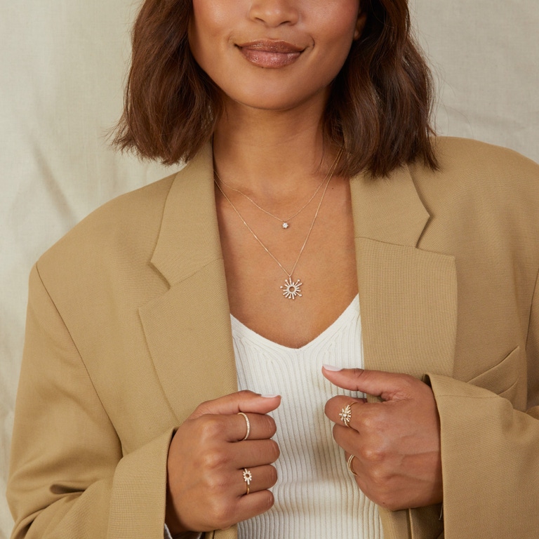 Solid Gold Nova Lab Grown Diamond Drop Pendant Necklace | Necklace