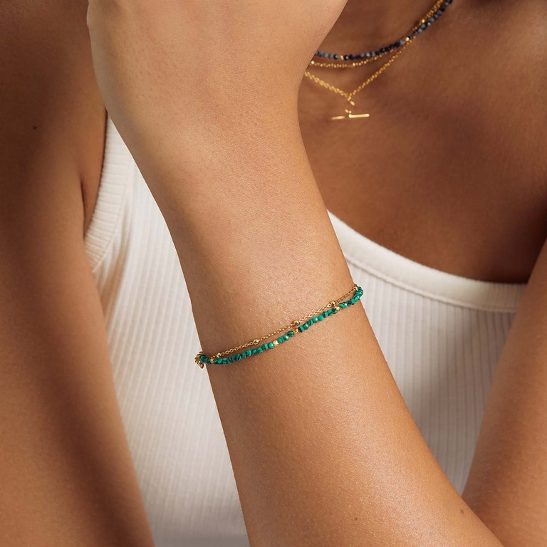 Gold Fine Biography Malachite Bracelet