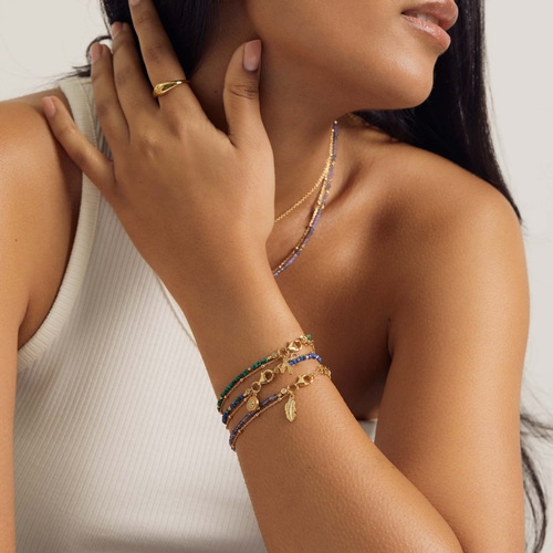 Gold Fine Biography Iolite Feather Bracelet