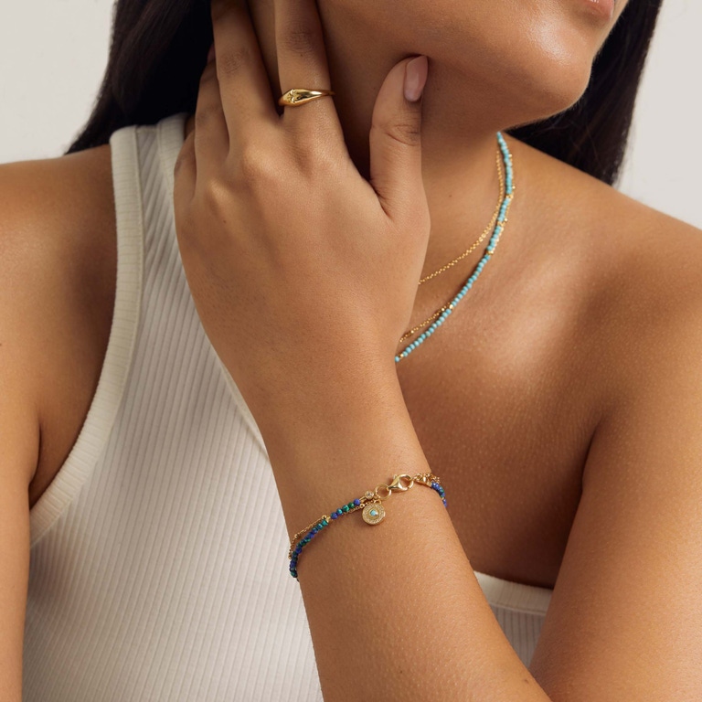 Gold Fine Biography Round Evil Eye Bracelet