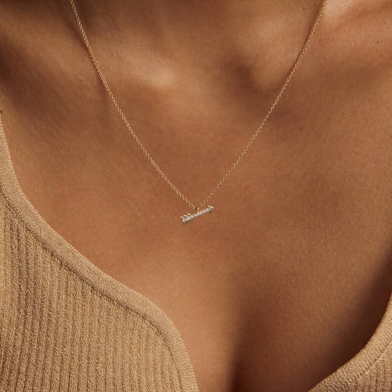 Solid Gold Arrow Lab Grown Diamond Pendant Necklace