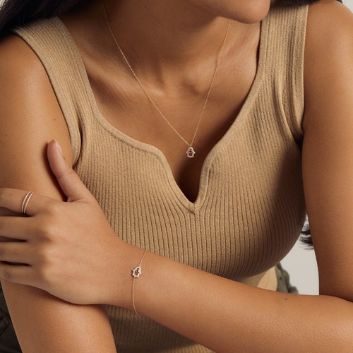 Solid Gold Ruby Hamsa Hand Lab Grown Diamond Bracelet