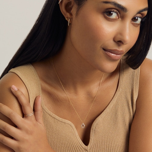 Solid Gold Ruby Hamsa Hand Lab Grown Diamond Pendant Necklace