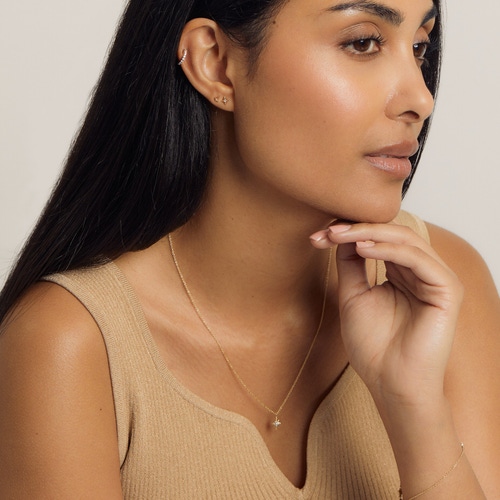 Single Solid Gold North Star Lab Grown Diamond Stud Earring