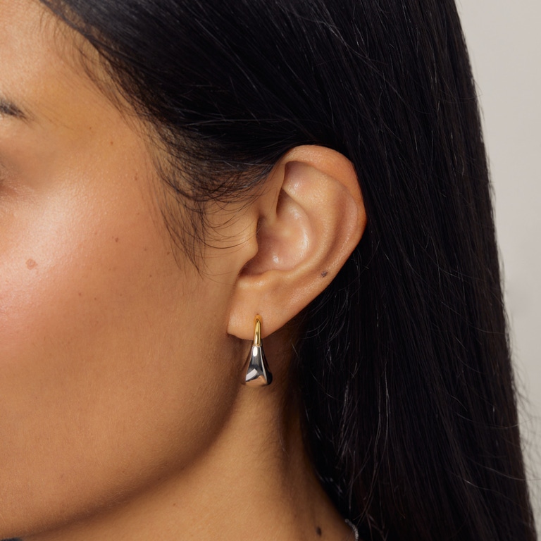 Silver & Gold Chunky Aurora U-Hoop Earrings | Astley Clarke