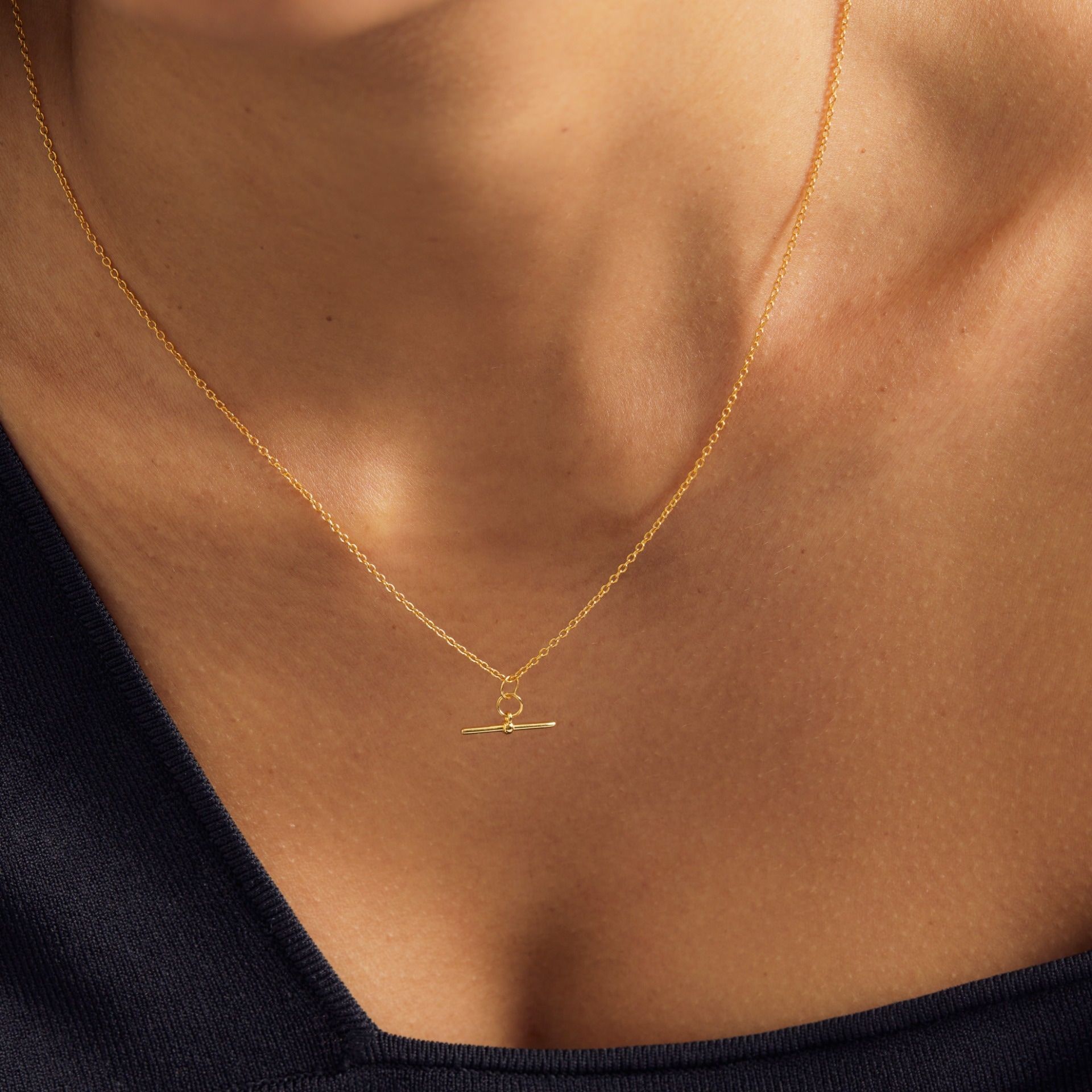 Gold T Bar Pendant Necklace Astley Clarke