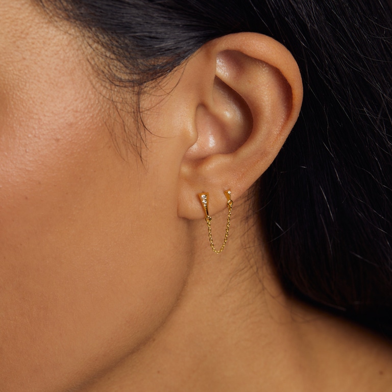 Gold Deco Shard Chain Stud Earrings | Astley Clarke