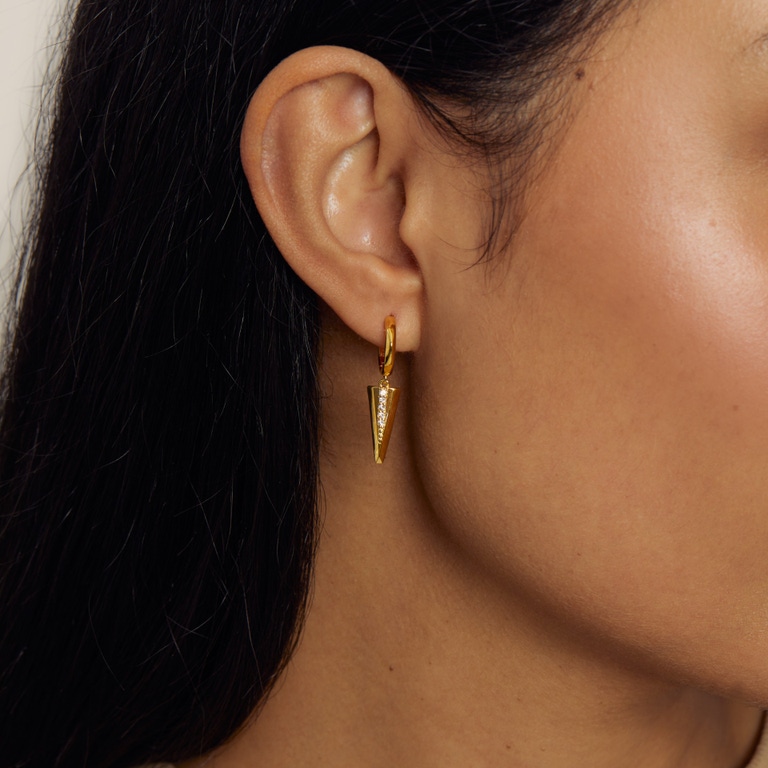 Gold Large Deco Shard Drop Hoop Earrings | Astley Clarke