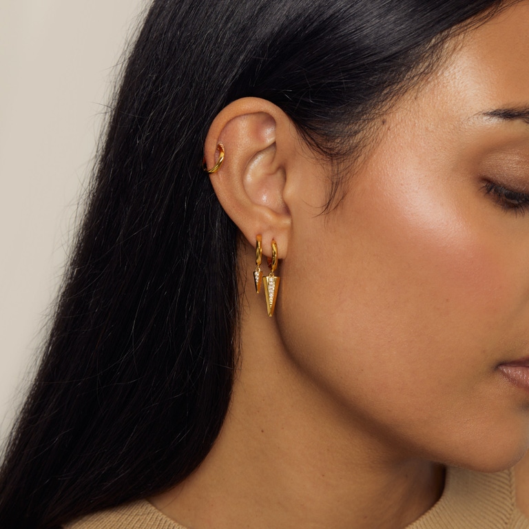 Gold Deco Shard Drop Hoop Earrings | Astley Clarke
