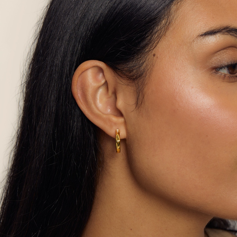 Gold Large Deco Shard Hoop Earrings | Astley Clarke