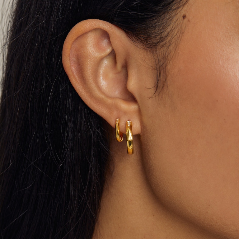 Gold Large Deco Shard Hoop Earrings | Astley Clarke