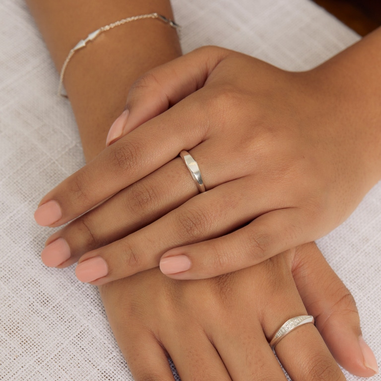 Silver Deco Faceted Ring | Astley Clarke