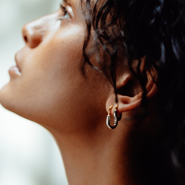 Gold and Silver Aurora U-Shape Hoop Earrings