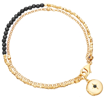 Black Spinel Locket Biography Bracelet IN YELLOW GOLD VERMEIL