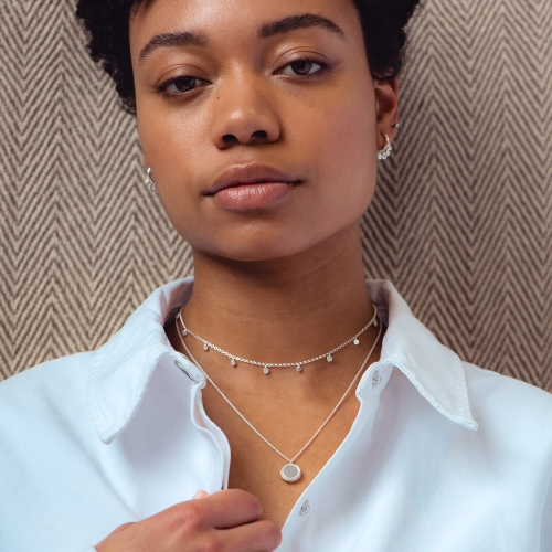 Silver Biography Cosmos Locket Necklace