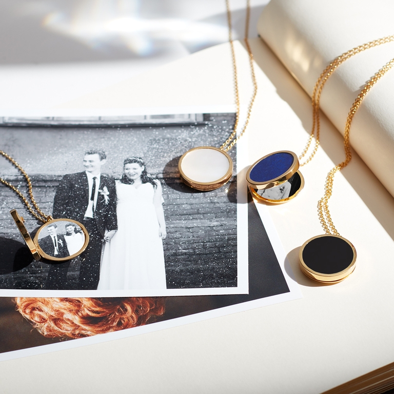 Black Onyx Slice Stilla Locket Necklace