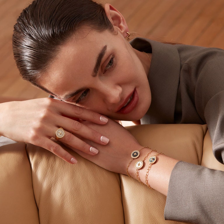 Polaris Abalone Compass Bracelet in Yellow Gold Vermeil | Yellow Gold Vermeil | Astley Clarke London