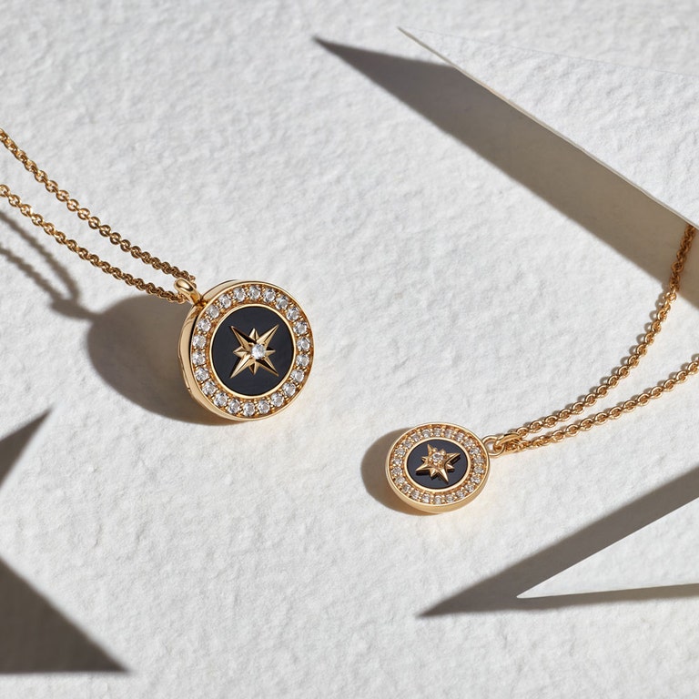 North Star Polaris Compass Pendant - Black Onyx | Yellow Gold | Astley Clarke London