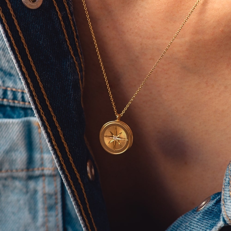 Celestial Compass Locket Necklace