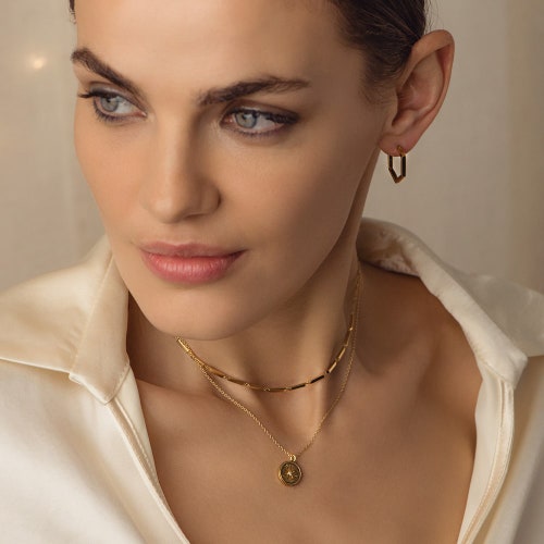 Gold Celestial Compass Pendant Necklace