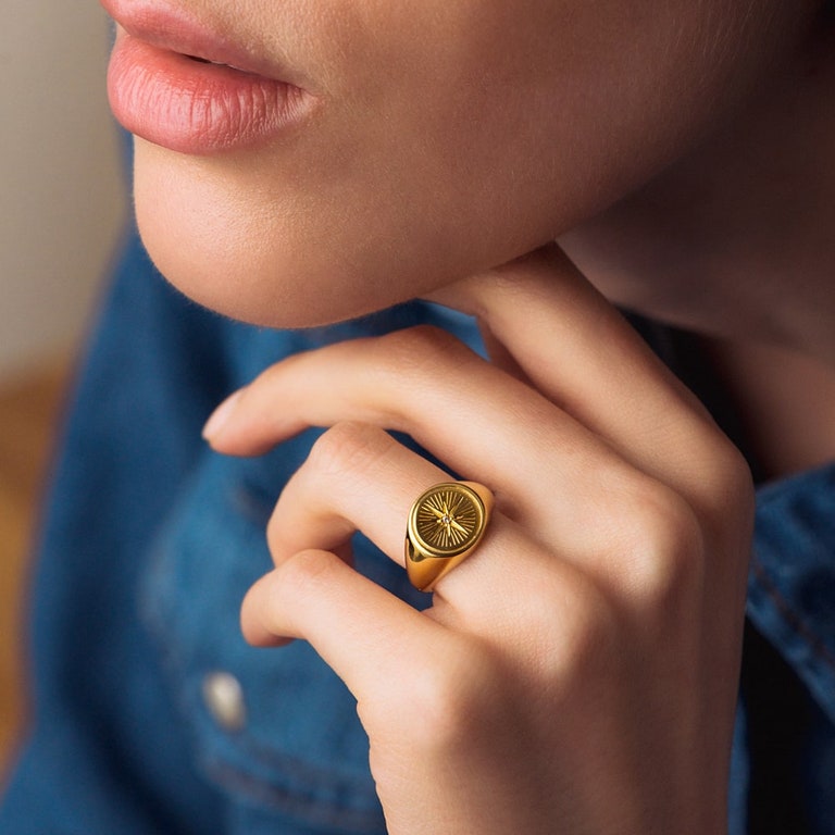 Celestial Compass Signet Ring