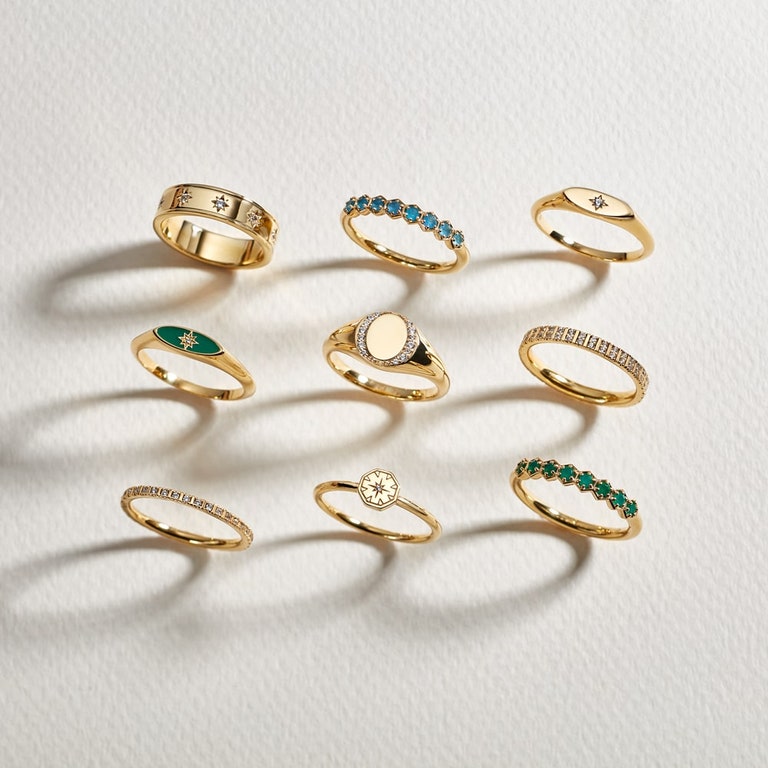 Deco Blue Agate Half Eternity Ring in Yellow Gold Vermiel  | Yellow Gold Vermeil | Astley Clarke London