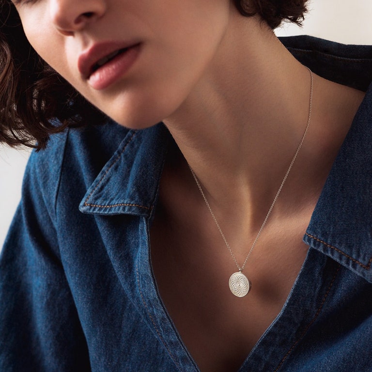 Celestial Radial Locket Necklace in Sterling Silver