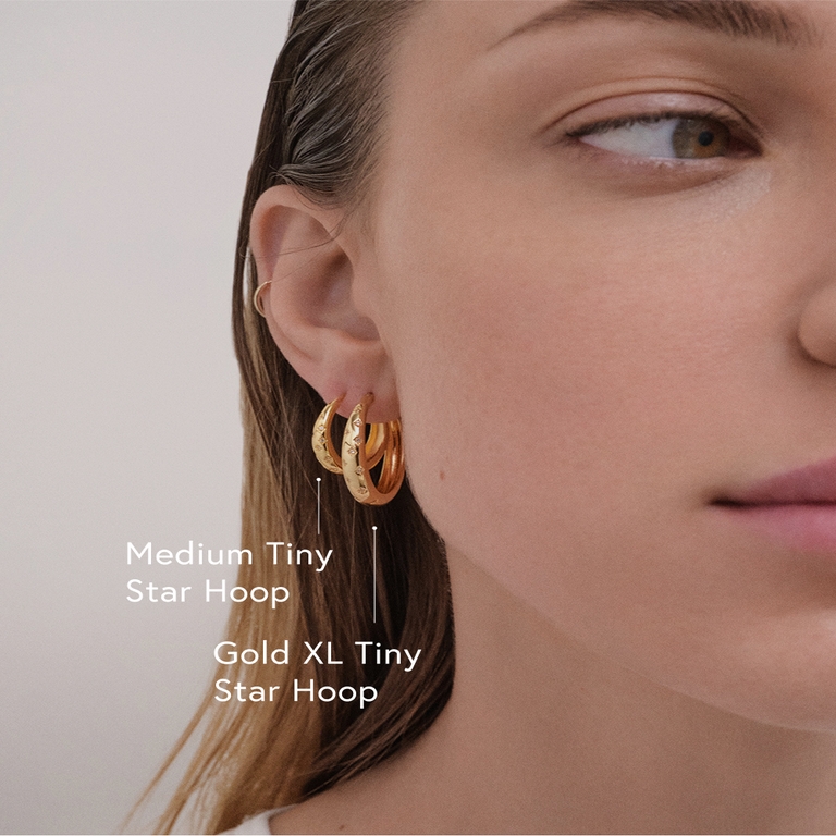 Gold Maxi Tiny star Hoop earrings