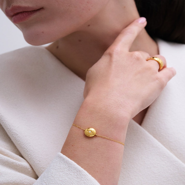 Gold Biography Chain Locket Bracelet