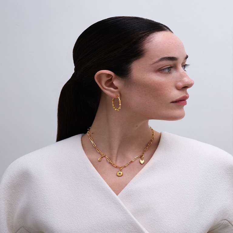 Gold Celestial Square Link Necklace
