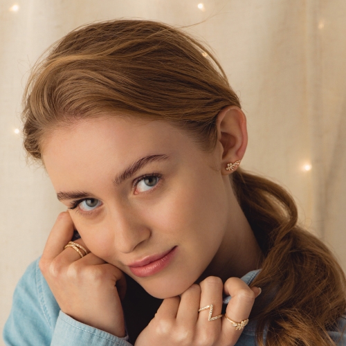 Solid Gold Comet Flare Diamond Stud Earrings