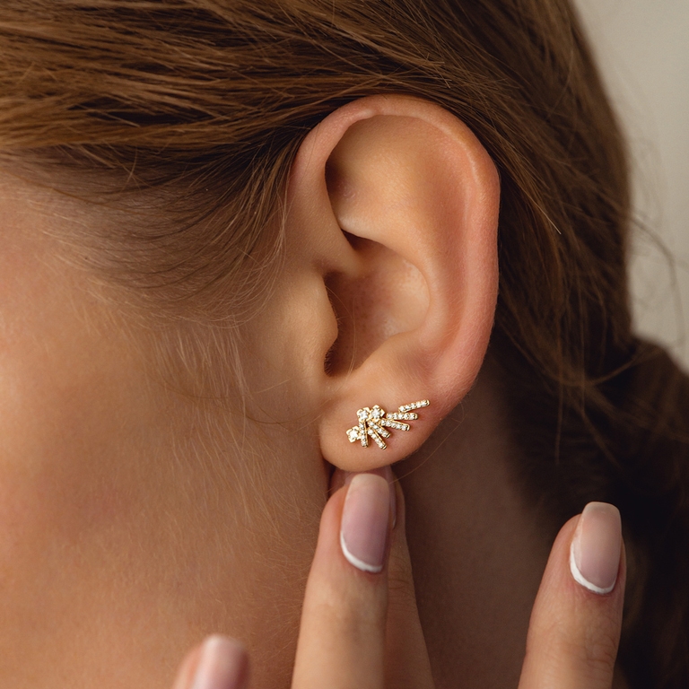 Comet Flare Diamond Stud Earrings in Yellow Gold  | Yellow Gold | Astley Clarke London