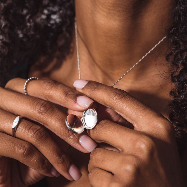Celestial Compass Locket Necklace in Sterling Silver