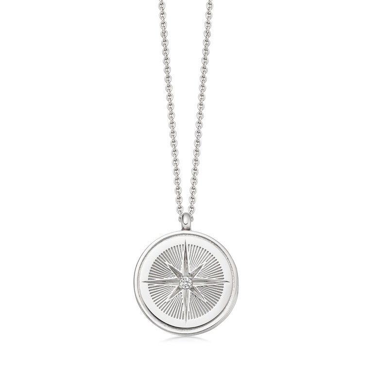 Celestial Compass Locket Necklace in Sterling Silver