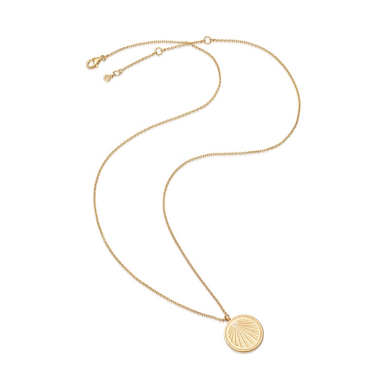 Celestial Sunrise Locket Necklace in Yellow Gold Vermeil