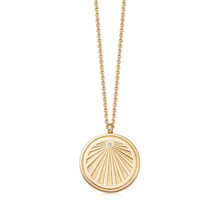 Celestial Sunrise Locket Necklace in Yellow Gold Vermeil