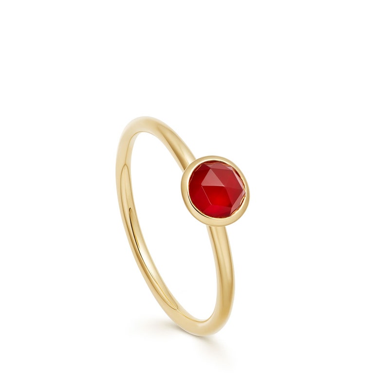 Gold Stilla Mini Red Agate Ring 