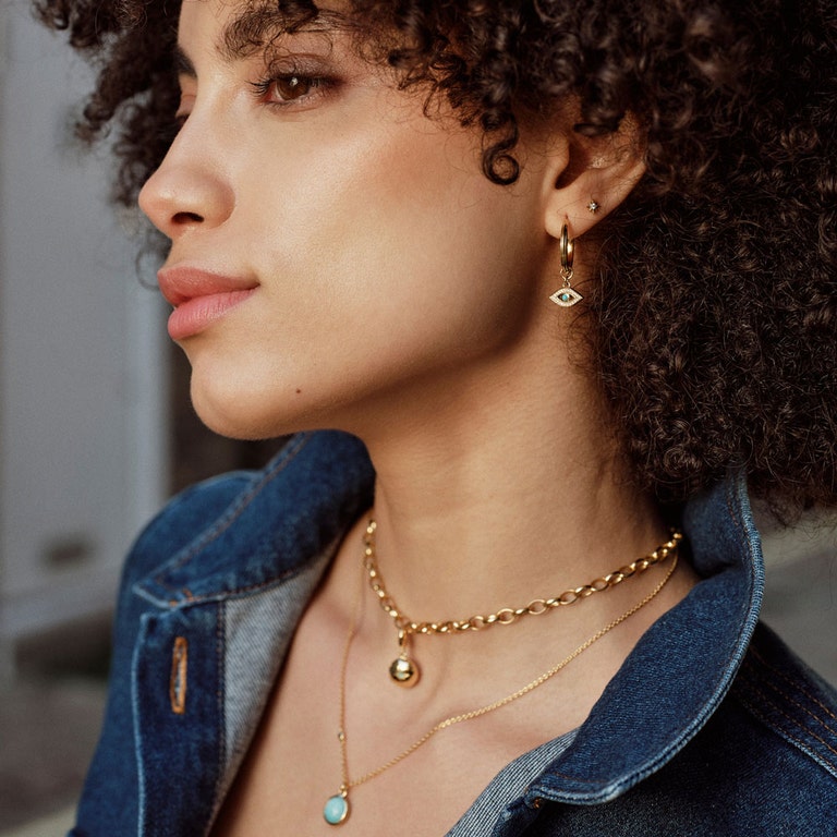 Gold Biography Evil Eye Earing Charm